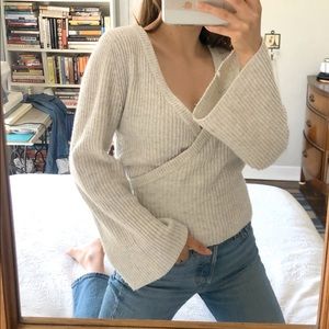 SOLD Grey cupcakes and cashmere wrap sweater